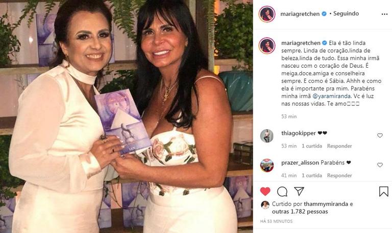 Gretchen presta homenagem à irmã, Yara Miranda