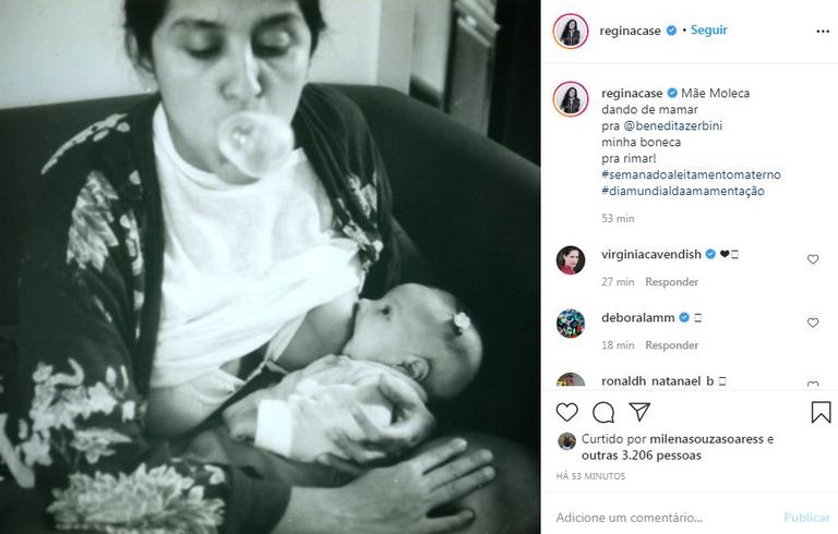 Regina Casé posta foto antiga com a filha, Benedita