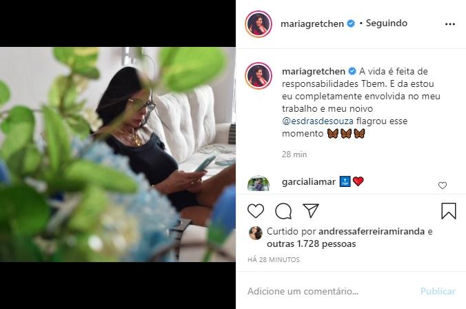 Gretchen aparece super concentrada em clique nas redes