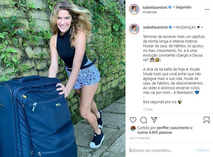 Isabella Santoni comemora mudança de casa