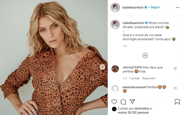 Isabella Santoni arrasa ao apostar em look de oncinha