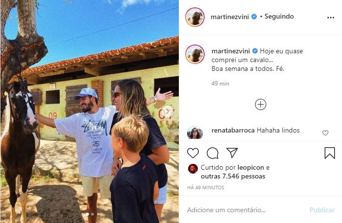 Vinicius Martinez arranca risadas em post com cavalos