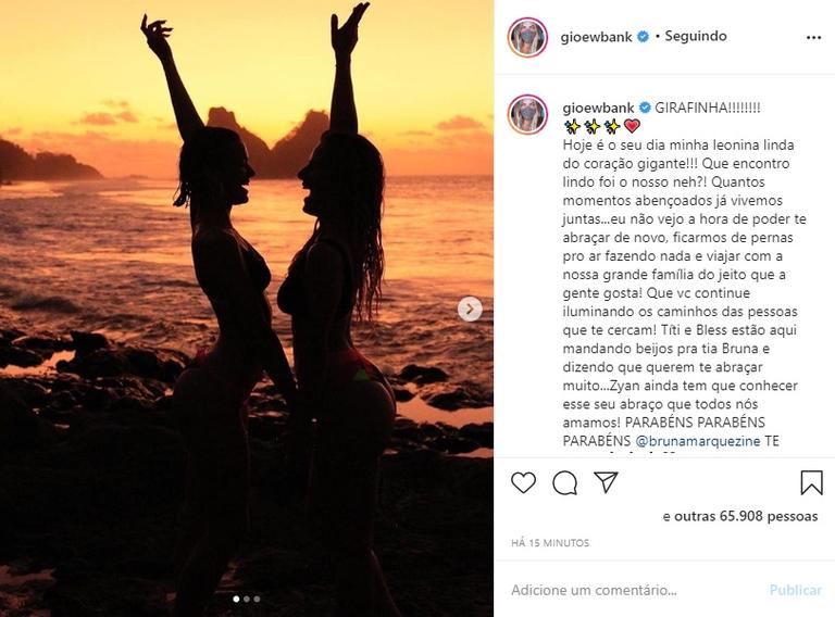 Giovanna Ewbank faz homenagem para Bruna Marquezine