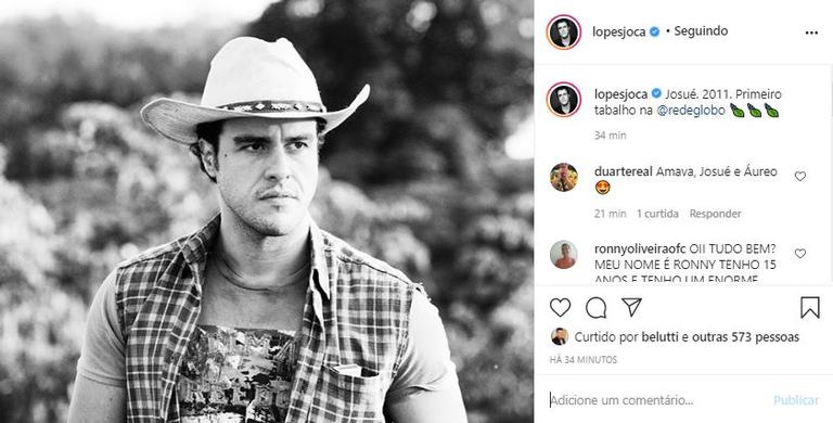 Joaquim Lopes relembrou a primeira novela que fez nas telinhas da TV Globo 