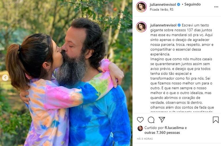 Julianne Trevisol fala sobre quarentena com o namorado