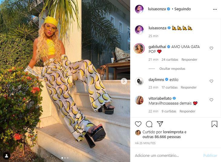 Luísa Sonza surge lindíssima com look amarelo e impressiona