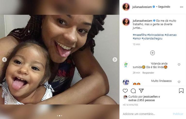 Juliana Alves relembra fotos com a filha, Yolanda, e encanta