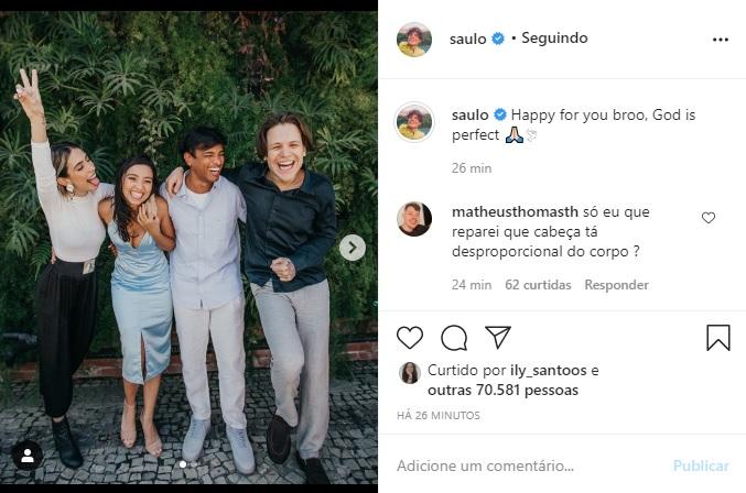 Saulo Poncio deseja felicidades depois do casamento de Luan