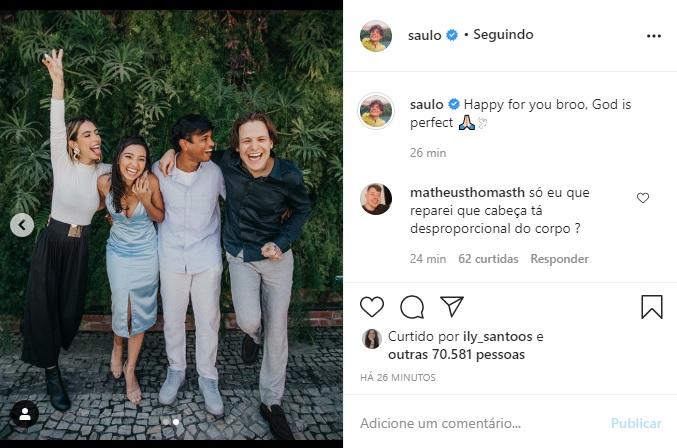 Saulo Poncio deseja felicidades depois do casamento de Luan