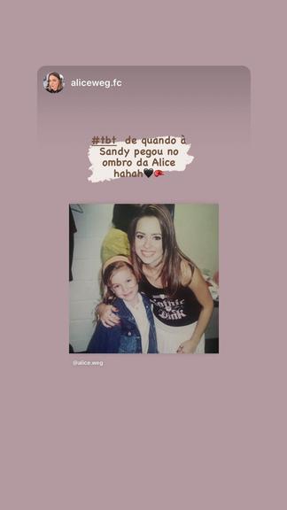 Alice Wegmann relembra momento com Sandy