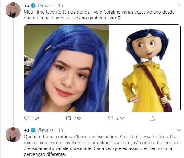 Maisa fala sobre o filme Coraline