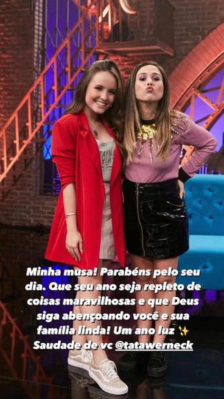 Larissa Manoela faz homenagem de aniversário a Tatá Werneck