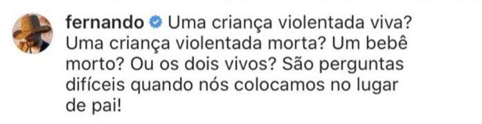 Fernando Zor opina sobre garota de 10 anos que sofreu estupro