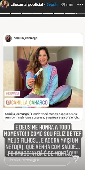 Zilu se derrete ao celebrar gravidez da filha, Camilla