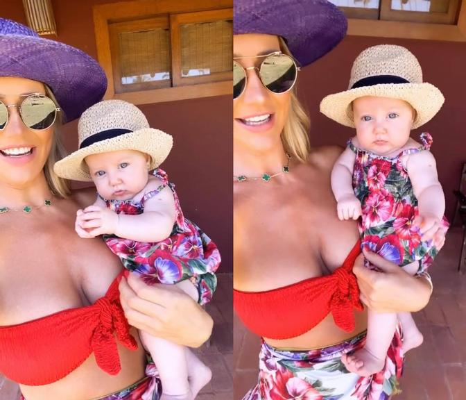 Ana Paula Siebert se encanta com look praiano da filha Vicky