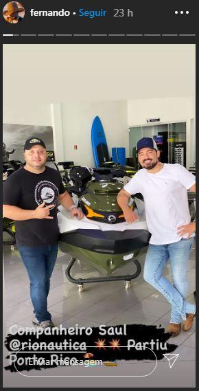 Fernando Zor compra jet ski e mostra detalhes do veículo