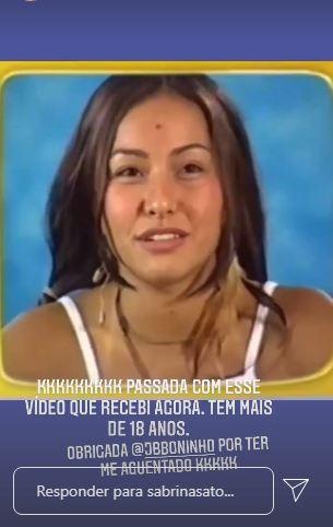 Sabrina Sato recorda sua participação no BBB3