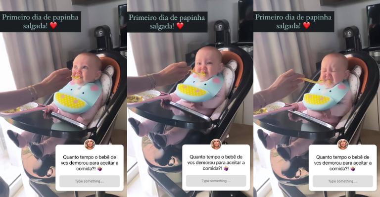 Ana Paula Siebert mostra a reação da filha comendo papinha