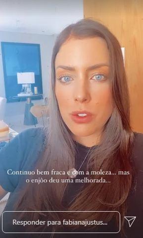 Fabiana Justus fala sobre sintomas de coronavírus