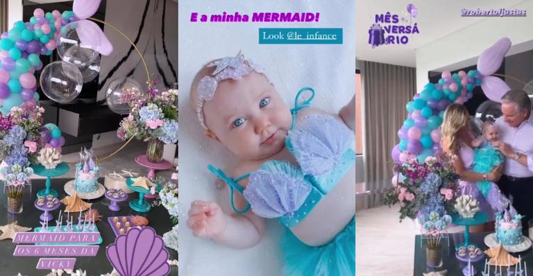 Ana Paula Siebert faz festinha de mesversário para a filha