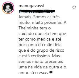 Manu Gavassi comenta sobre relação com Thelma Assis