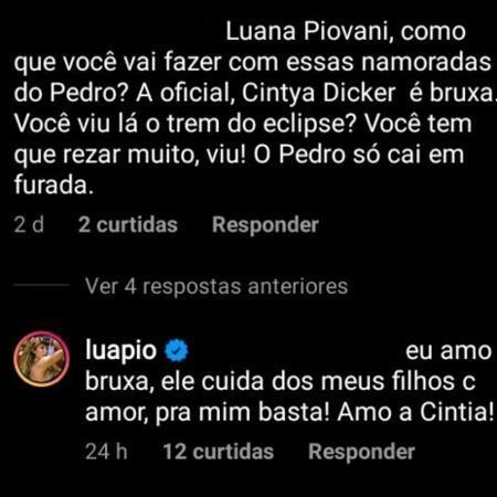 Luana Piovani surpreende e defende Cintia Dicker, esposa de Pedro Scooby