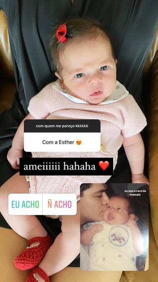 Carol Dias mostra semelhança com a filha, Esther, e encanta