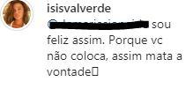 Isis Valverde responde comentário de internauta