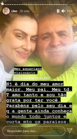 Cleo faz homenagem linda no aniversário de Orlando Morais