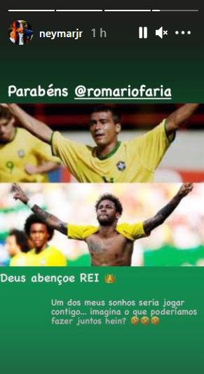 Neymar Jr. parabeniza Romário