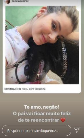 Camila Queiroz lamenta morte de cão da família