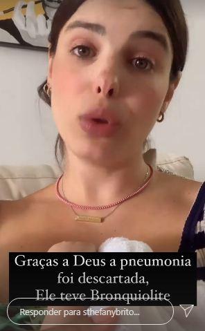 Sthefany Brito conta que o filho foi internado com suspeita de pneumonia