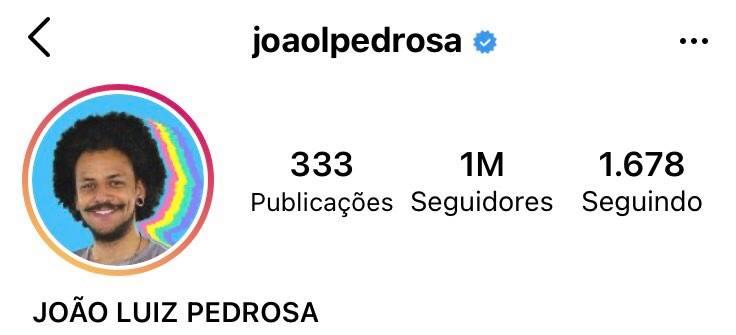  Após Jogo da Discórdia, João Luiz chega a marca de 1 milhão de seguidores nas redes sociais 