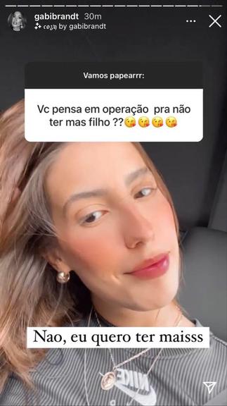 Gabi Brandt conta que pretende ter mais herdeiros