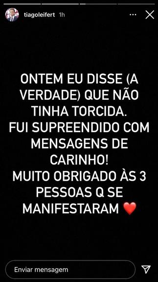 Tiago Leifert brinca ao falar que não tem torcida no BBB21