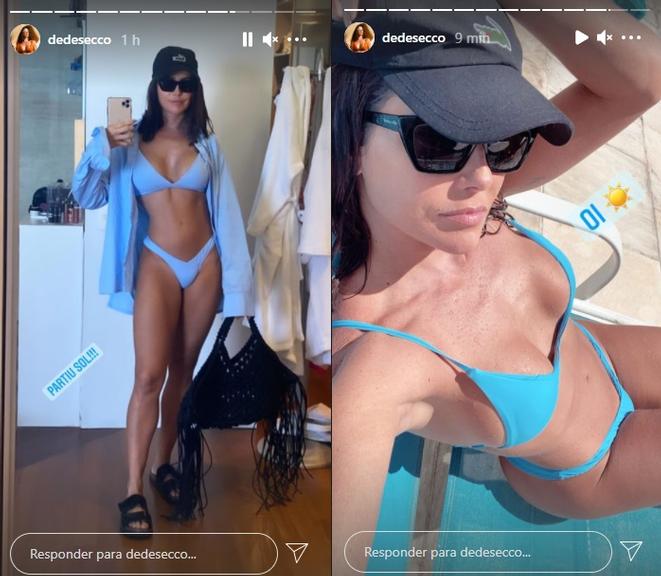 Deborah Secco esbanja corpaço ao posar tomando sol