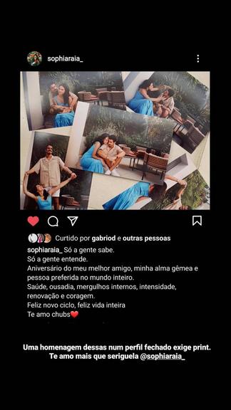 Sophia Raia parabeniza Enzo Celulari e texto emociona