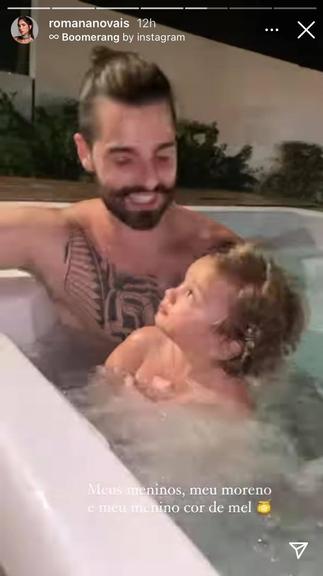 Romana Novais flagra Alok e Ravi brincando juntos na piscina