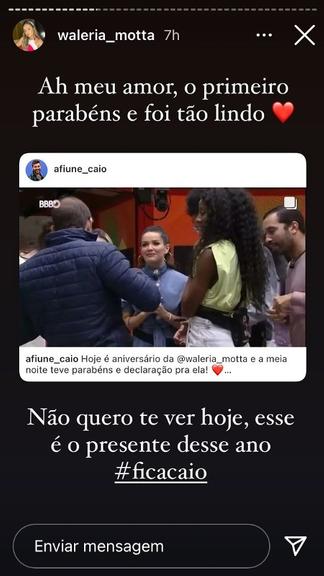 Noiva de Caio faz aniversário e manda recado para o brother