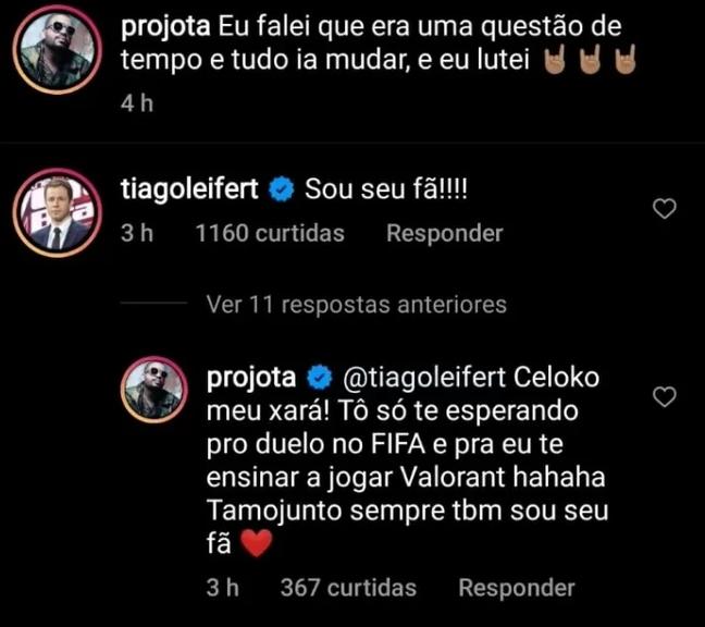 Leifert comenta foto de Projota e recebe convite do rapper