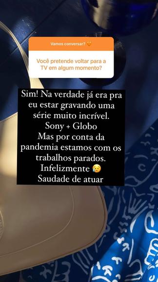 Marina Ruy Barbosa fala dos seus próximos trabalhos na TV