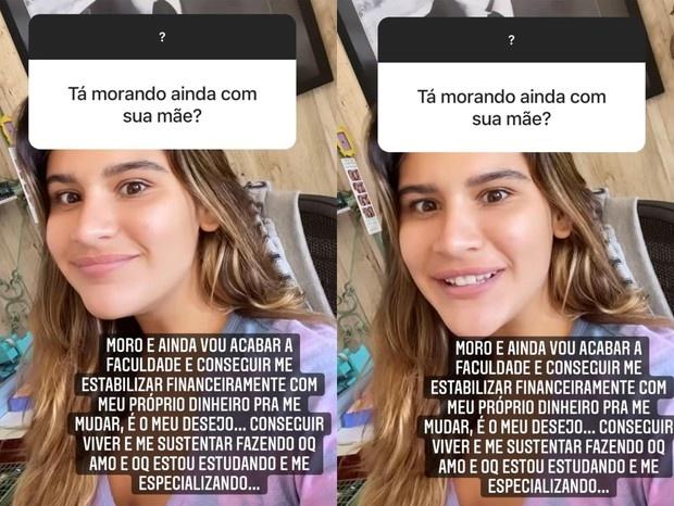 Giulia Costa fala sobre ainda morar com Flavia Alessandra