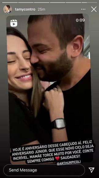 Esposa de Projota faz posts no aniversário de Arthur Picoli