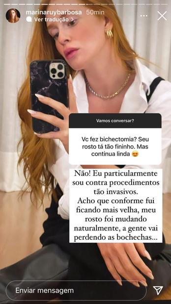 Marina Ruy Barbosa fala sobre bichectomia