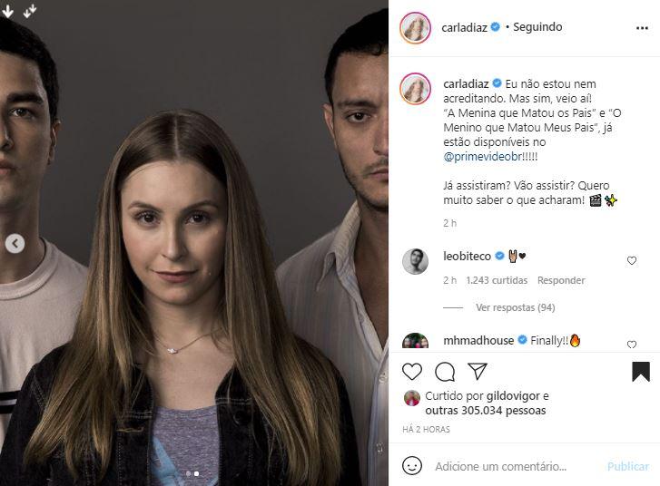 Carla Diaz celebra a estreia de seu filme na Prime Video