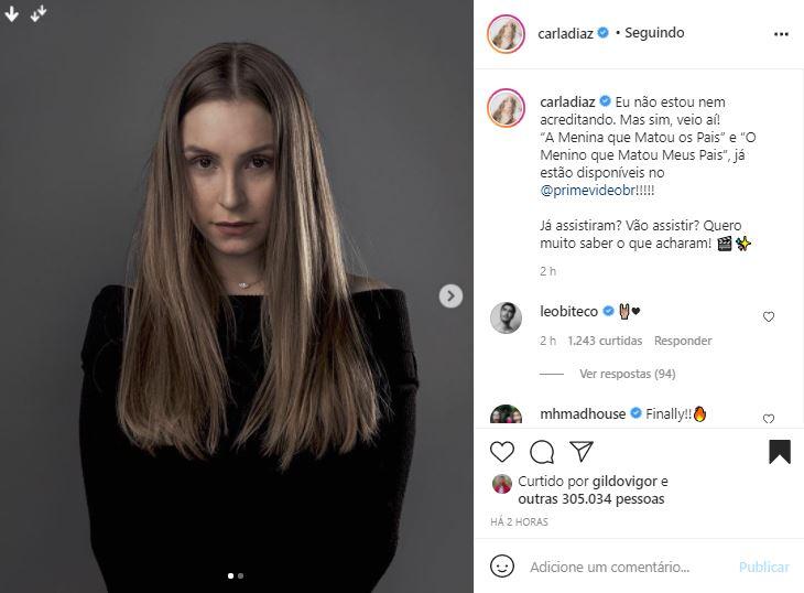 Carla Diaz celebra a estreia de seu filme na Prime Video