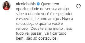 Nicole Bahls sai em defesa de Nego do Borel após acusação de assédio