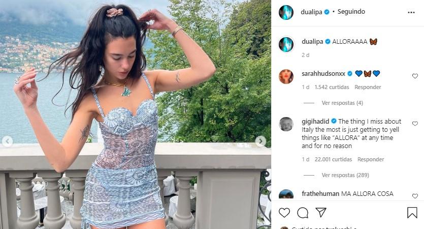 Sabrina Sato surge com vestido transparente já usado por Dua Lipa