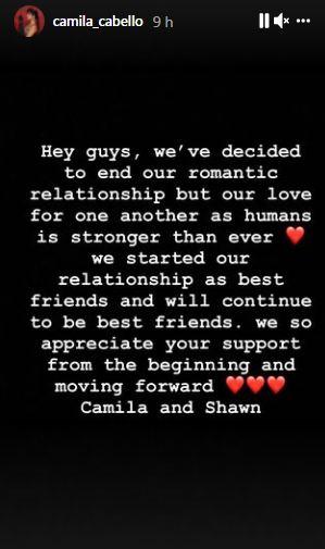 Camila Cabello e Shawn Mendes anunciam término do namoro