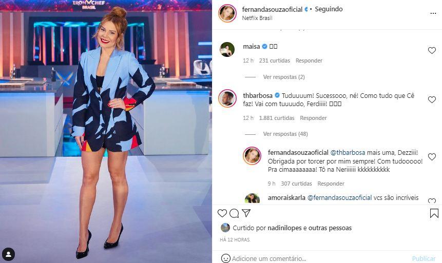 Fernanda Souza e Thiaguinho trocam mensagens carinhosas na web